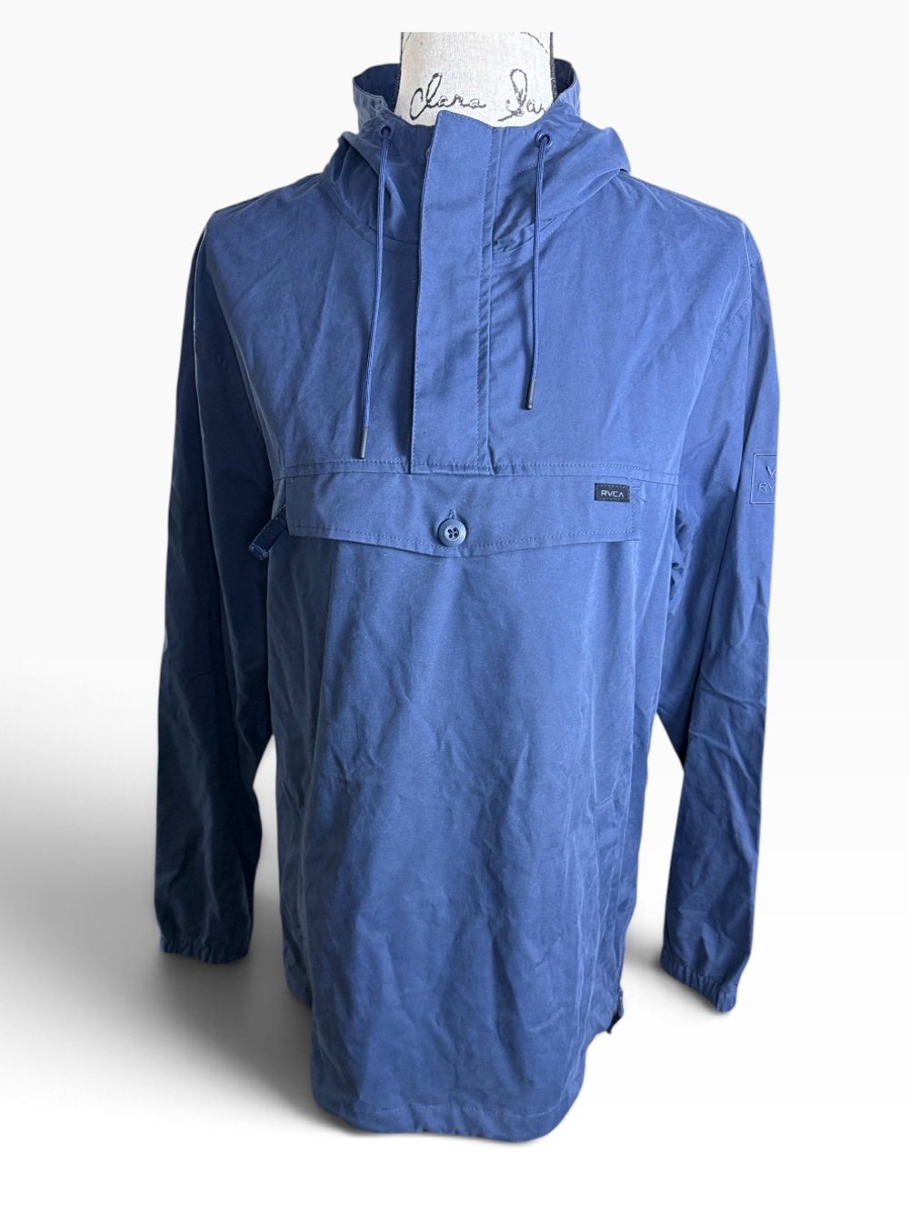 RVCA On Point Anorak Men's Navy Hooded Pullover Jacket size Medium